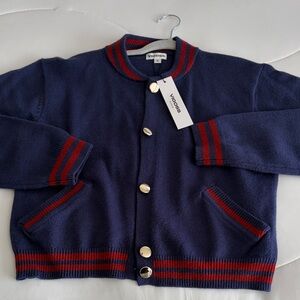 Vigoss Navy Blue Sweater with Red Accents